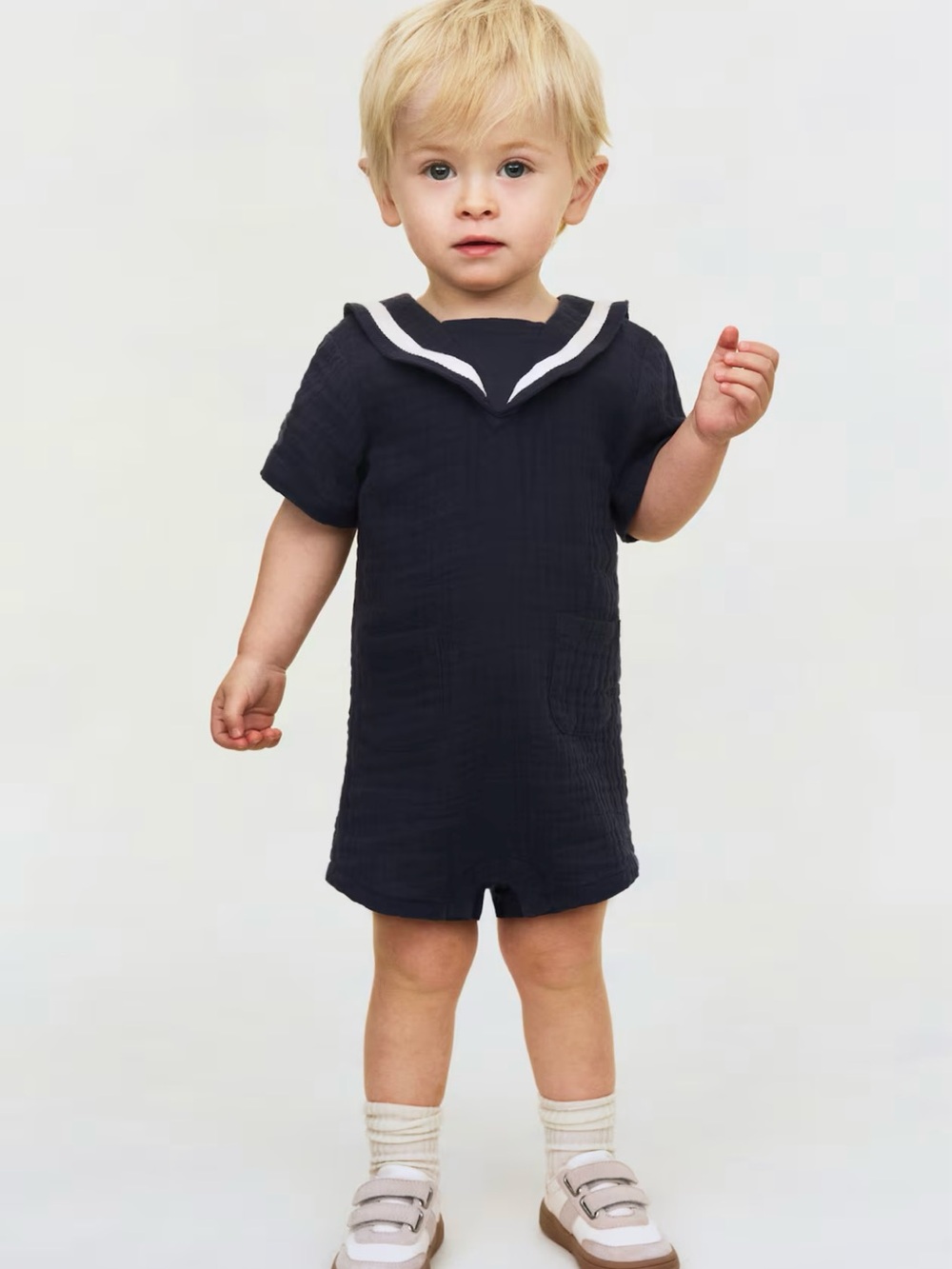 H&M MUSLIN SAILOR ROMPER SUIT